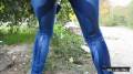 Huge Public Piss in Tight Blue Jeans